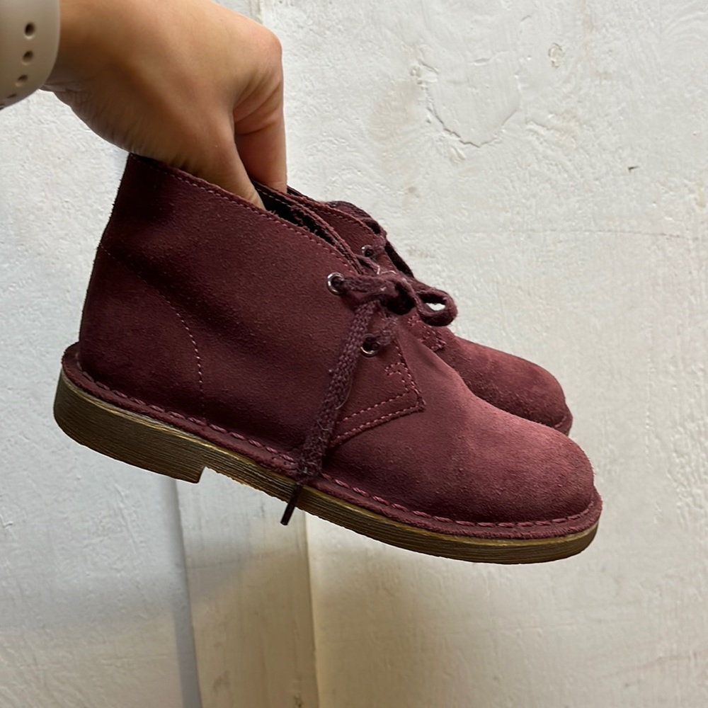 Kids Clarks Burgundy desert boots